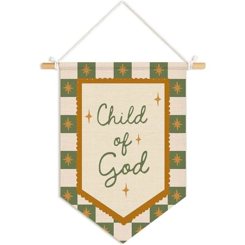 Kids Green Bedroom Decor,Christian Nursery Decor,Child of God Bible Verse Wall Pennants Banners,Religious Scripture Wall Hanging Flag for Kids Room Nursery Toddler Bedroom Playroom