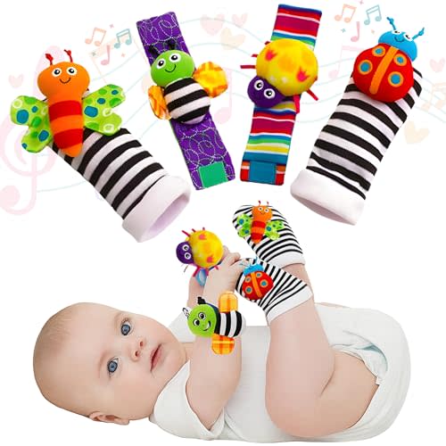 Baby Wrist Rattles for Babies 0-12 Months | Infant Rattle Sensory Socks for Babies | Soft Developmental Wristbands for Newborn Boys & Girls