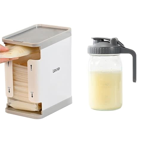 Freeze Organizer for Breastmilk Storage Bags and 32 oz Glass Milk Pitcher