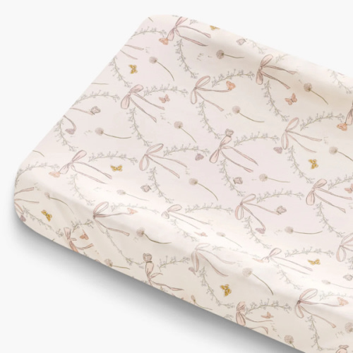 Bows & Butterfly Kisses Changing Pad Cover - Pink