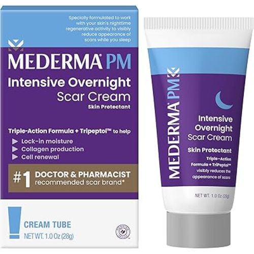 Mederma PM Intensive Overnight Scar Cream, Works with Skin's Nighttime Regenerative Activity, Clinically Shown to Make Scars Smaller and Less Visible, 1.0 Oz (28g)