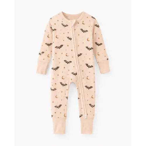 Bat Halloween Bamboo Convertible Zippy, Retro Spooky Baby Pajamas, Boho Witchy Bat Zippy, Cottagecore Fall