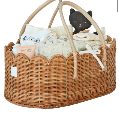 Baby Diaper Caddy Organizer "POPPY" Handmade & Natural by BEBE BASK® – BEBE BASK