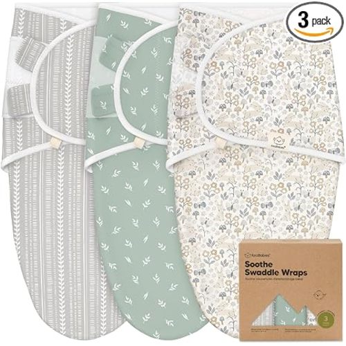 3-Pack Organic Baby Swaddle Sleep Sacks - Swaddles for Newborns, Infant 0-3 Months, Baby Girls, Boys, Soft & Snug Newborn Sleep Sack, Nursery Swaddling Blankets (Prairie, OS)