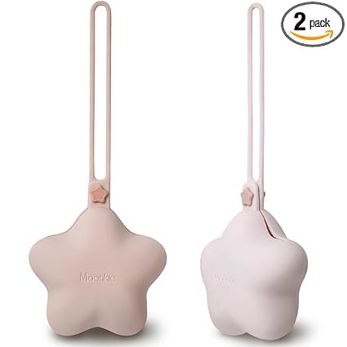Moonkie Silicone Pacifier Holder Case, Cute Portable Pacifier Storage Case, 2 Pack