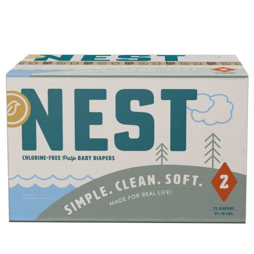 Nest Chlorine-Free Baby Diapers - Fragrance Free, Gentle for Sensitive Skin - Size 2 (72ct)