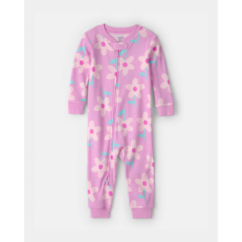 Baby Girl Floral 100% Cotton Snug Fit 1-Piece Pajama - Purple | Carter's