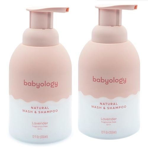 Babyology - 100% Edible Ingredients - All Natural Baby Wash and Shampoo Lavender + Organic Baby Lotion SET - 12 FL OZ Good for Sensitive Skin or Eczema - Non Toxic - Fragrance Free (Set of 2)
