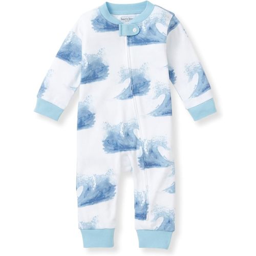 Burt's Bees Baby Boys Sleep and Play PJs, 100% Organic Cotton One-Piece Zip Front Romper Jumpsuit Pajamas