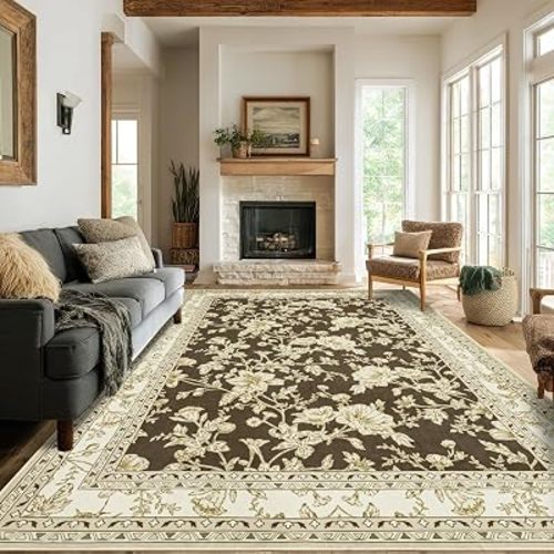 Light Green Nursery Rug Boy Girl 6x9 Area Rugs Washable Non Slip Low Pile Soft Boho Neutral Floral Print Throw Carpet for Living Room Dining Room Sage Green Dining Room Rugs for Under Table 6 x 9