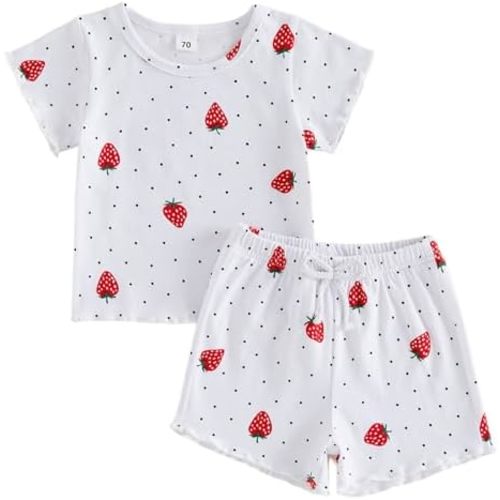 Toddler Baby Girl Summer Clothes Watermelon Print Short Sleeve Top Short Casual Outfit 3 6 12 18 Month 2T 3T 4T
