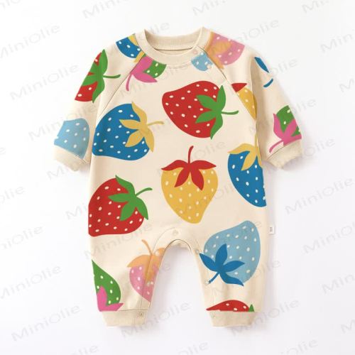 Baby Beige Strawberry Romper