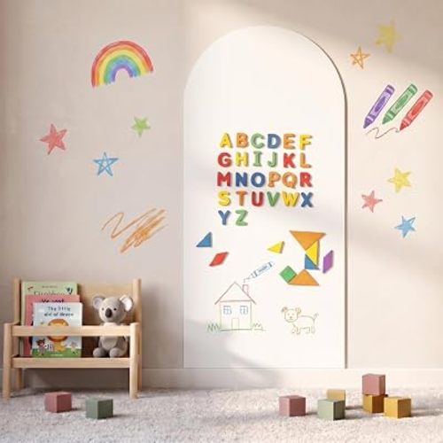 Magnetic Arch Wall Decal, 18" x 40" Strong Adhesive Magnetic Chalkboard Play Wall, Anti-Peel Ideal for Playroom Home Classroom(White)