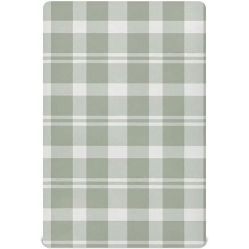 Sage Green Buffalo Plaid Crib Sheets for Boys Girl Rustic Green Grey Gingham Checkered Print Mattress Cover Unisex Toddler Baby Bed Sheets Fitted Standard Crib Sheets 28x52 Inch