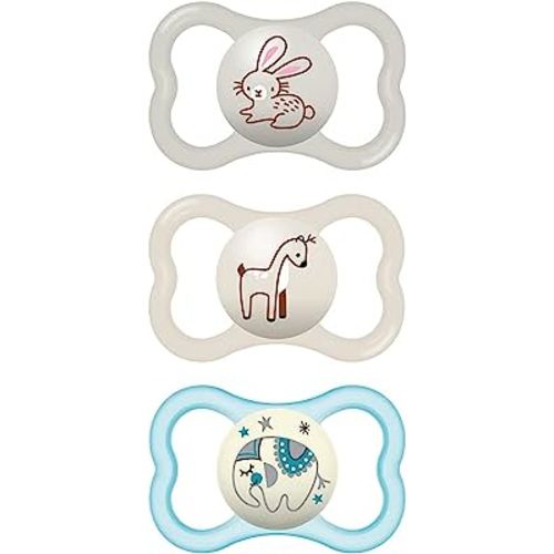 MAM Air Night & Day Baby Pacifier, for Sensitive Skin, Glows in The Dark, 3 Pack, 6-16 Months, Unisex, 3 Count (Pack of 1)