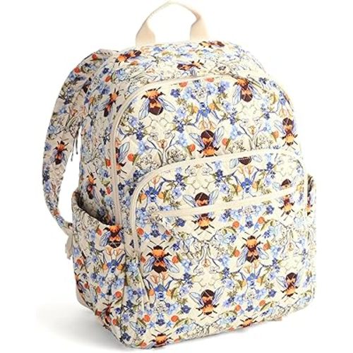 Vera Bradley Women's Bancroft Backpack - Premium Cotton, Bee Garden, One Size