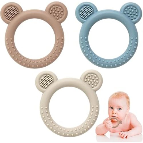 3 Pack Silicone Teethers for Babies 3M+ BPA Free