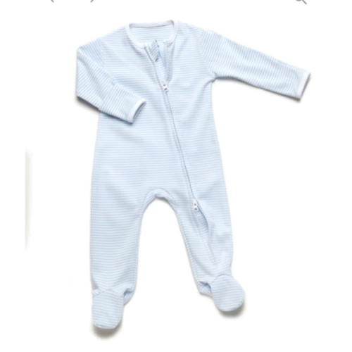 Two Way Zip Striped Footie Pajama | Lt Blue Stripe – Milly Marie