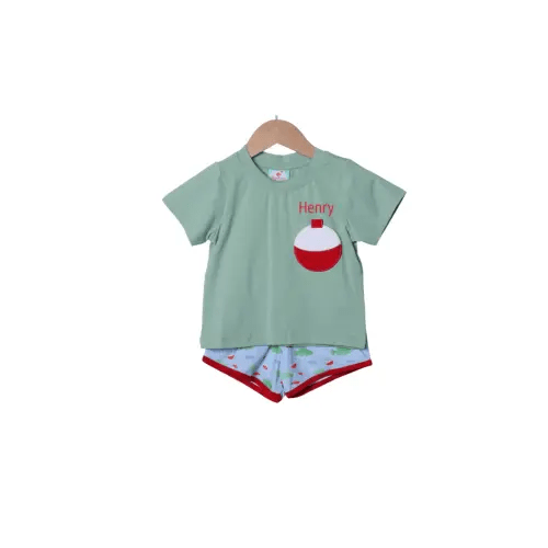 Applique Fishing Bobber Short Set