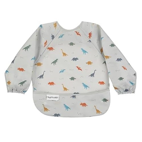 Tiny Twinkle Long Sleeve Bib for Babies & Toddlers | Waterproof Smock Bib for Eating | Machine Washable & Mess-Proof Feeding Essentials | Newborn Shower Gift (Dinosaur, 6–24M)