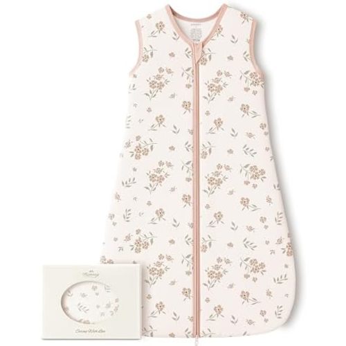 Konssy Rayon Made from Bamboo Baby Sleep Sack, 1.0 TOG Quilted Baby Wearable Blanket with 2-Way Zipper, Sleeping Bag