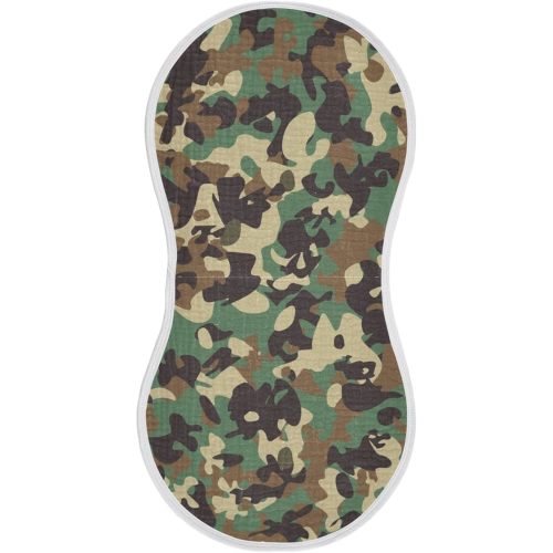 Muslin Burp Cloths for Baby Boys and Girls - 4-Pack Ultra Absorbent Camo Muslin Washcloths, Newborn Towel, Milk Spit Up Rags, Burp Cloth Bib for Unisex, 22 x 11 Inch