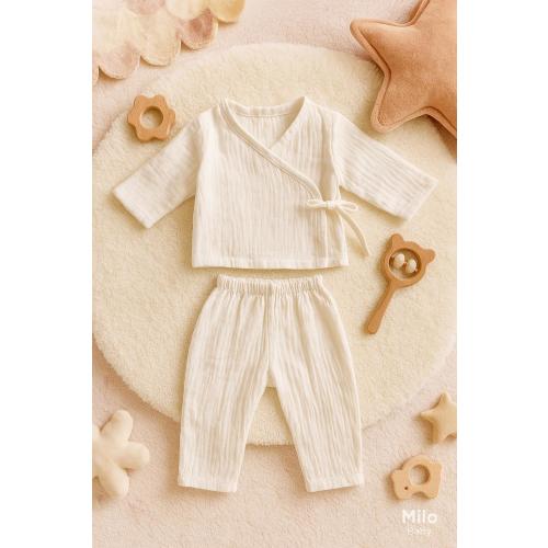 Organic Cotton Baby Kimono Set | Muslin 2-Piece Newborn Outfit | Soft Wrap Top & Trousers | Milo Baby UK - ETSY