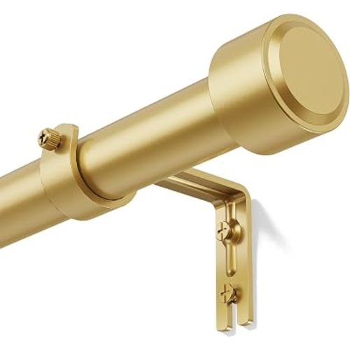 YaFex Gold Curtain Rod 32-114 Inch, Heavy Duty Adjustable 1 Inch Diameter