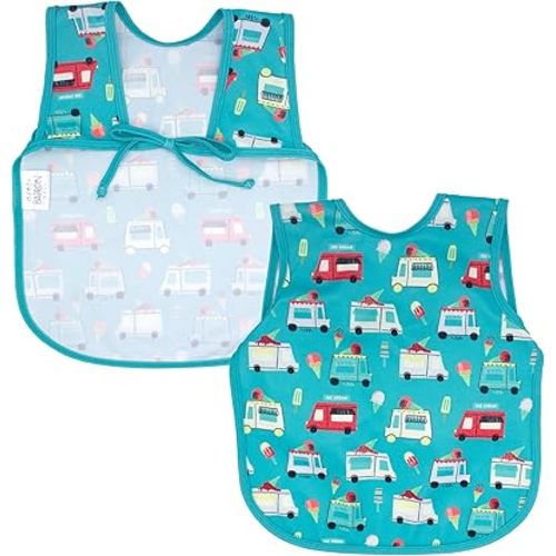 BapronBaby Ice Cream Truck Bapron - No Neck Tie Safer Bib for Baby & Toddler - Soft Waterproof Stain Resistant - Machine Washable - Sz Baby/Toddler 6m-3T