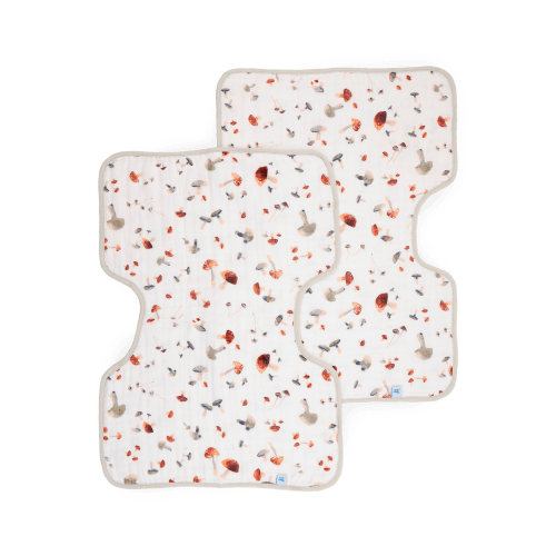 Cotton Muslin Burp Cloth 2 Pack - Mushrooms