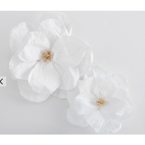 Jumbo Crepe White Paper Flowers Set of 2 (16"-20")