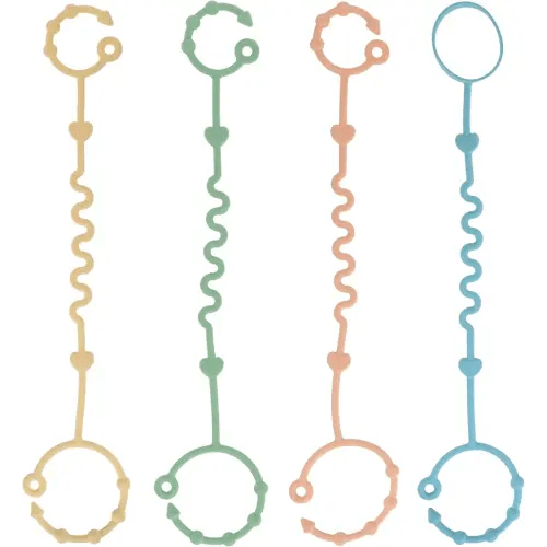 Nuby Silicone Bungee Set - (4-Piece) Tether Set for Pacifiers and Baby Bottles - 0+ Months