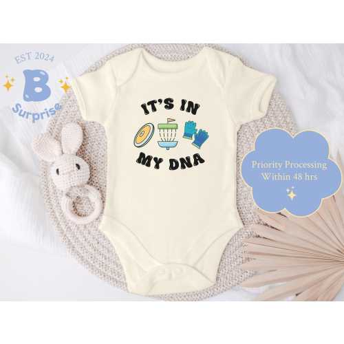 It’s In My DNA Disc Golf Baby Bodysuit – Future Disc Golfer Gift – Natural Onesie®-6M