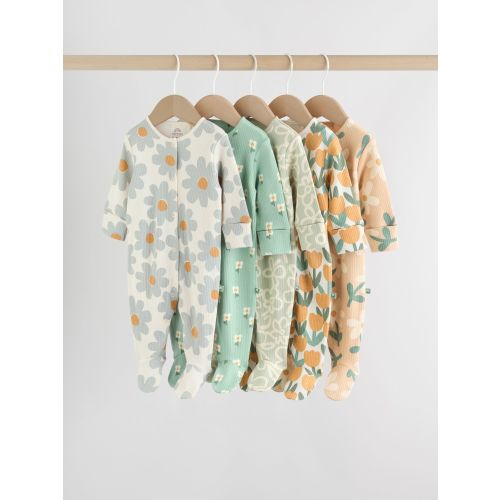 Sage Green Floral Baby Sleepsuits 5 Pack (0mths-2yrs)