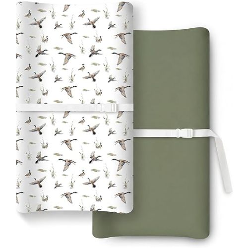 Changing Pad Covers for Boy Girl Mallard Duck Baby Nursery Stuff Soft Baby Hunting Themed Diaper Changing Pad Sheets Change Cover