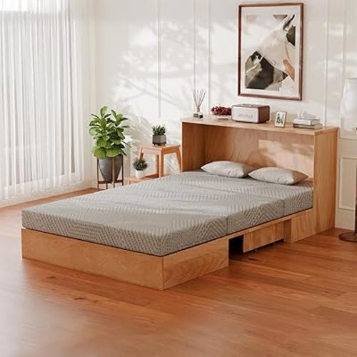 MLILY Tri-Fold Memory Foam Mattress, 6 inch Twin Folding Topper with Collapsible and Washable Cover, Travel and Guest Mat, 78"×38"×6", Grey