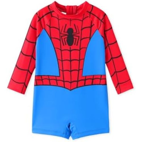 Disney Marvel Stitch Cars Spiderman Mickey Mouse Baby Boy Swimsuit Infant Toddler Bathing Suit UPF 50+ Zipper Long Sleeves