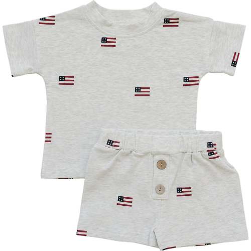 Flag Button Short Set – Mebie Baby