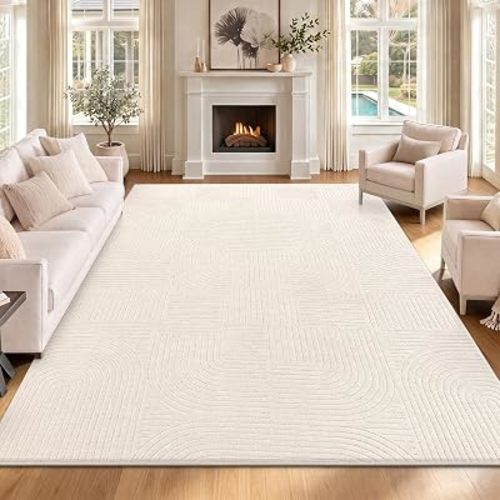 HEBE 6'x9' Area Rugs for Living Room,Washable Non Slip Textured Bedroom Rug