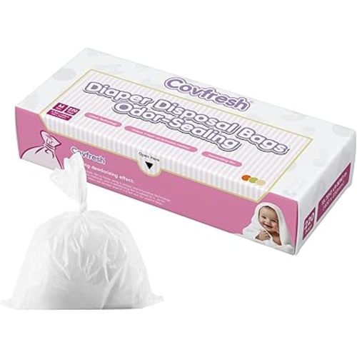 Odor Sealing Baby Diaper Disposable Bags - M/220 Counts Unscented, Durable Diaper Sacks for Home, Travel & On-the-Go Use (Color:White)