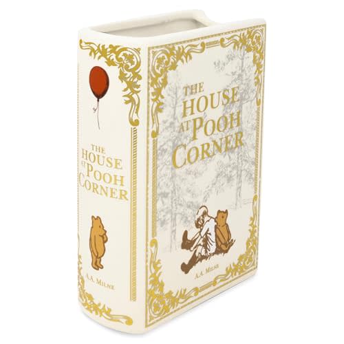 Steel Mill & Co Original Book-Shaped Decorative Vase, Ceramic Vases for Home Decor, Cute Bookshelf Decor, Unique Vase for Book Lovers (Large - The House at Pooh Corner)