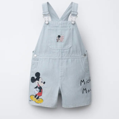 MICKEY MOUSE © DISNEY STRIPED CANVAS SHORT OVERALLS - Light blue | ZARA United States
