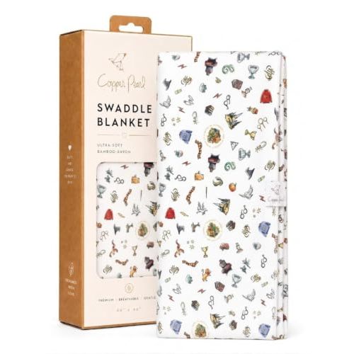Copper Pearl Swaddle Blankets for Newborns | Soft Stretchy Receiving Blankets for Boys and Girls | Large 46 x 46 Inch Baby Blankets | Lightweight and Breathable Swaddles | Wizarding World