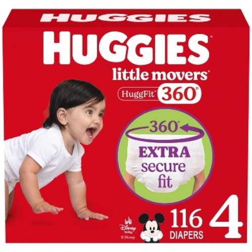 Huggies Little Movers HuggFit 360 Pull On Diapers - Size 4 - 116ct: Hypoallergenic, Non-Toxic, Paraben-Free