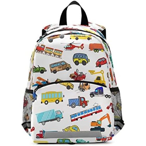 Transportation Cars Kid's Toddler Backpack for Boys Girls Preschool Nursery with Safety Leash (011411)