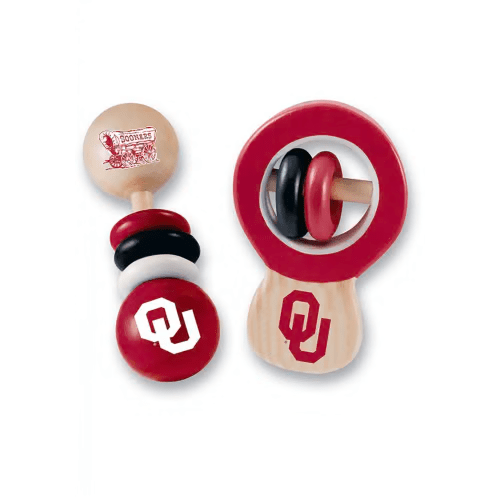Oklahoma Sooners Red Wood Baby Rattles