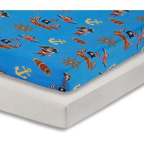 Everyday Kids 2-Pack Fitted Boys Crib Sheets, Soft Microfiber, Fits 28x52 Crib Mattress, Breathable and Cozy - Pirates/Grey Nursery Set