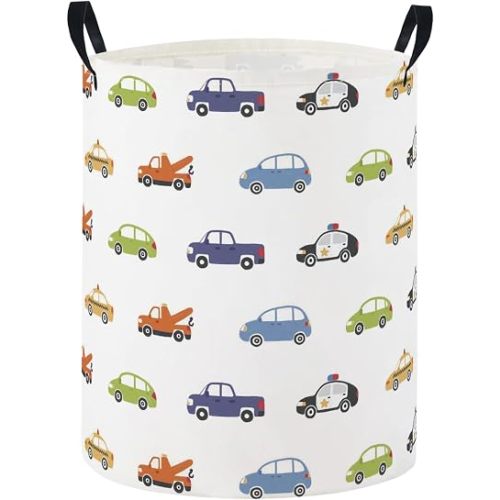 Baby Laundry Basket Baby Nursery Hamper Kids Laundry Basket Toy Storage Bin for Boys Room Decor Gift Baskets for Bedroom Bathroom(Car)