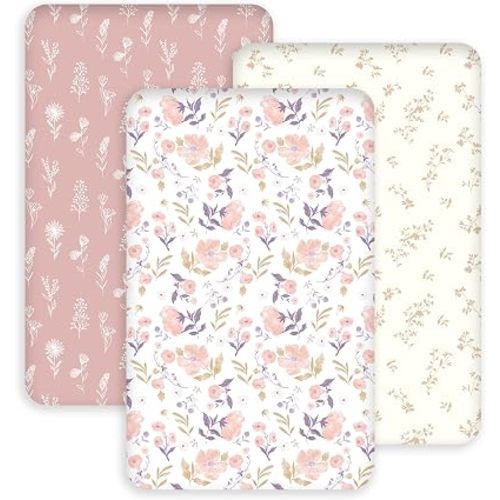3 Pack Bedside Bassinet Sheets Girl & Boy 33" x 20" Rectangle