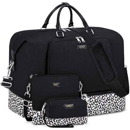 Travel Weekender Bag for Women, 21" Overnight Bag with Shoe Compartment 50L Large Travel Duffel Bag Carry On Tote for Weekend, Overnight, Business Trips, Water Resistant